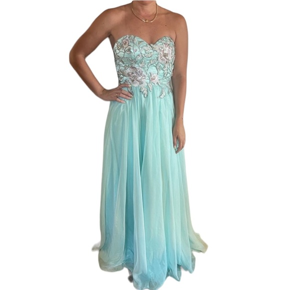 Jovani Strapless Dress Mint - Picture 2 of 8
